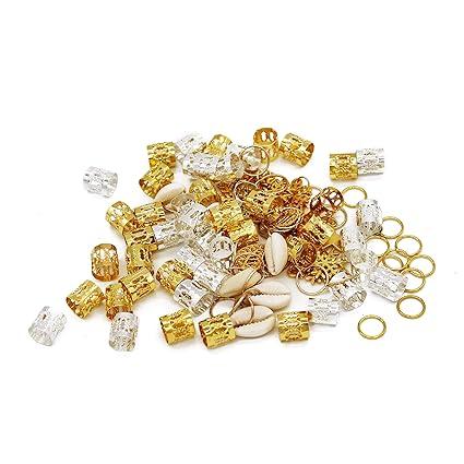 80 Pieces Hair Jewelry Rings Aluminum Hair Accessories Dreadlocks Metal Hair Cuffs Decorations Pendants for Passion Twist Crochet Braiding Hair