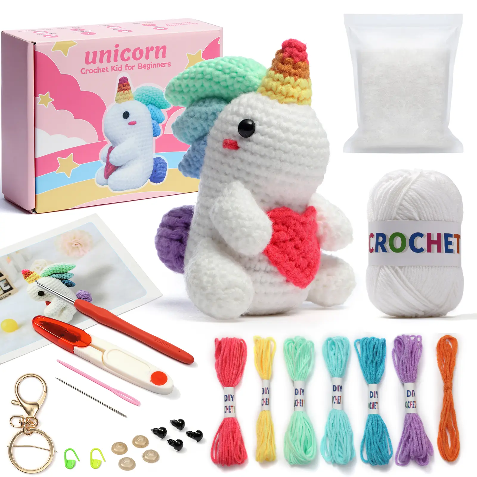 YJLMLY Crochet Kit for Beginners,Unicorn Beginner Crochet Kit for Adults Kids,Gifts for 6 7 8 9 10 Year Old Girl,Girls Toys Age 6-8,Teen Girl Gifts Birthday Christmas Video Tutorials Unicorn