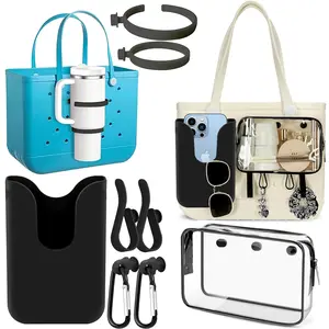 Accessories for Bogg Bags,7PCS Compatible with Original Medium and Large Bogg Bag,Phone Holder for Inside and Outside of Bogg Bag Accessories,PVC Insert Bags,Hooks,and Keychain