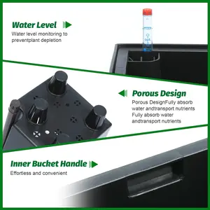 Garvee 22.5 Inch Tall Planter Set of 2, Indoor Outdoor Taper Planter with Shelf Insert, Self-Absorbing Plastic Flower Pots, Large Resin Plant Pots for Outdoor Plants Front Porch Decor, Black