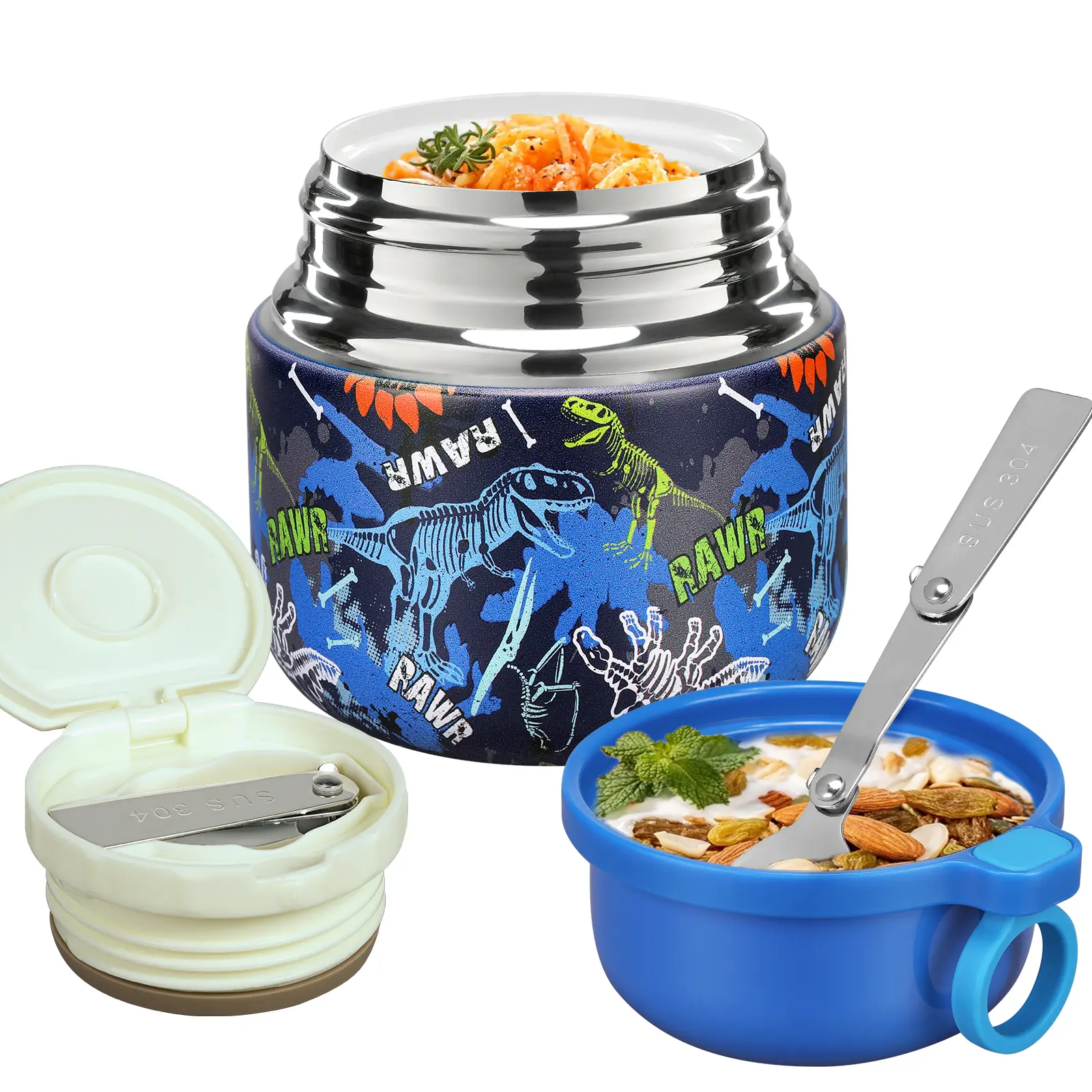 #Summerwins ，Bobike Insulated Thermal Soup Jar for Kids & Adults 10 oz Unisex Soup Thermos with Spoon 7 Layer Vacuum Insulation BPA-Free & PVC-Free Leak-Proof Food Container