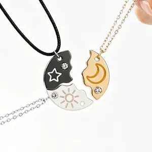 Magnetic friendship necklace for best friends, a sweet back-to-school gift for students, friendship pendant, Sun Moon Star Puzzle, sweet birthday gift for girls, BFF Necklace for 3