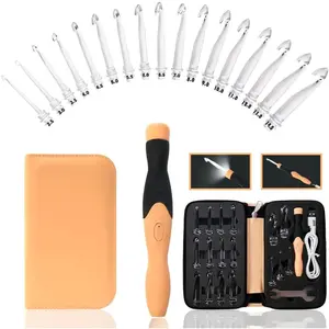 17 Sizes Light Up Crochet Hooks 2.5mm~14.0mm,Rechargeable Light Up Crochet Hooks with Case