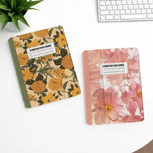 Vintage Composition Book Floral Smart Trifold Case【HD395】Fits iPad Mini4-7, Air1-7, Gen5-11, Pro11-13" + Galaxy Tab S6 Lite/S10 lite/A9+/S7-S10 | Auto Wake/Sleep, Ideal for Office Work & Study