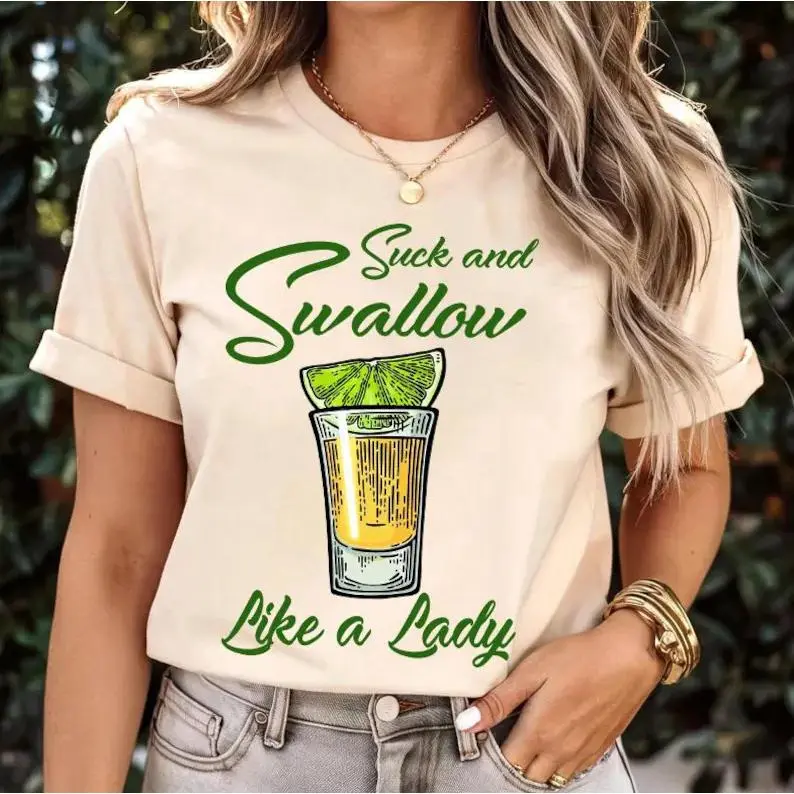 Suck and Swallow Like a Lady, Raunchy Inappropriate Shirts for Women, Unhinged Bachelorette Tee