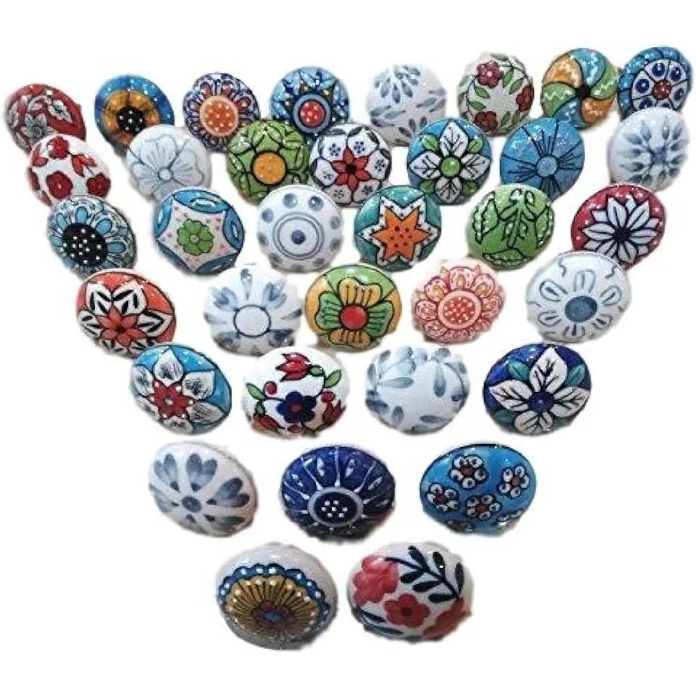 20 X Mix  Look Flower Ceramic Knobs Door Handle Cabinet Drawer Cupboard Pull