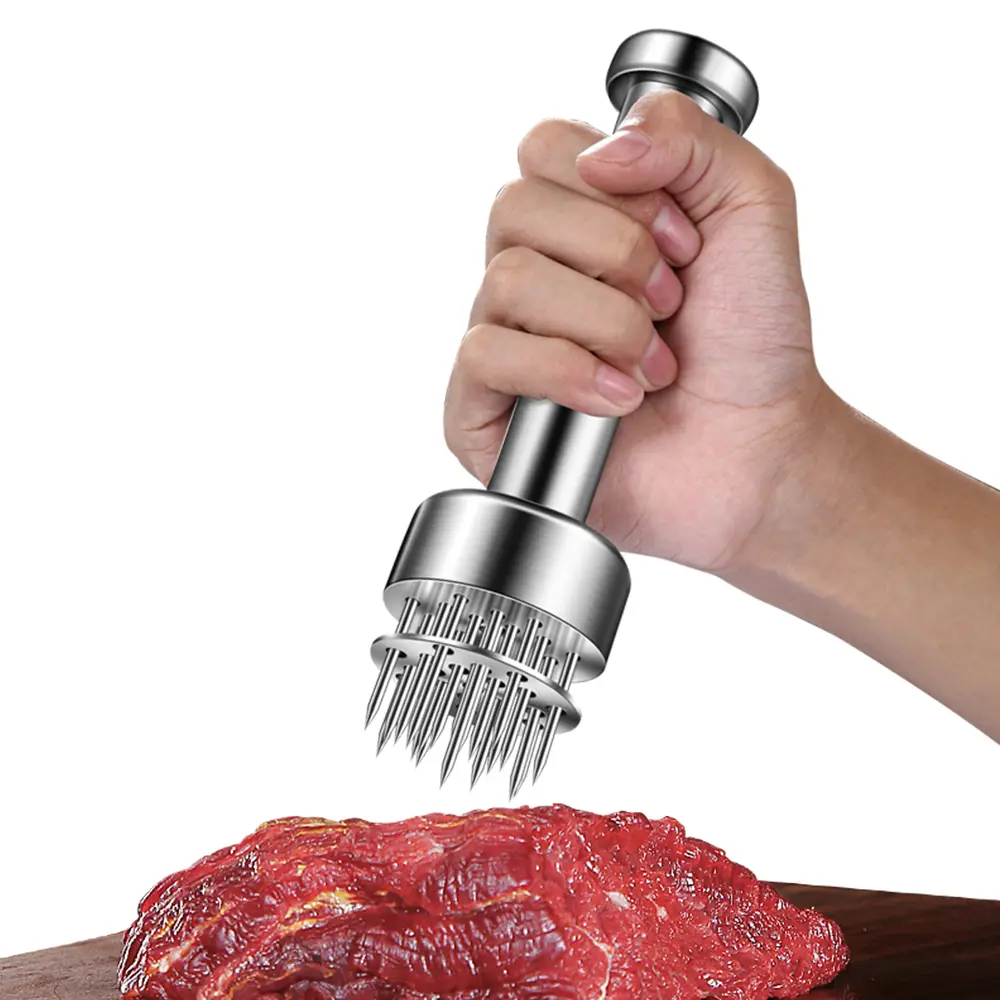 Meat tenderizer tool, stainless steel tenderizer tool. Quick tender meat, no assembly required, integrated design to prevent loose parts, used for tender beef, chicken, steak, veal, pork