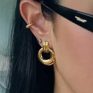 EVRY JEWELS Gold or Silver Plated Stainless Steel Women's Hypoallergenic Colette Earrings