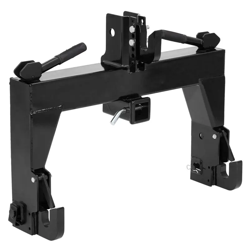 3 Point Quick Hitch with 2" Receiver Hitch, Adaptation to Category 1, 3000LBS Lift Capacity, 5 Level Adjustable Bolt &Reinforcing Rib Design,Black