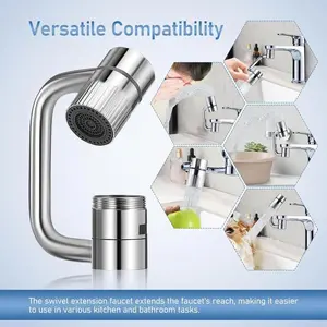 1440° Rotatable Faucet Aerator Extender with 2 Modes Splash Filter Water Saving Tap Extension All Angle Control Rotating Faucet Attachment for Kitchen & Bathroom