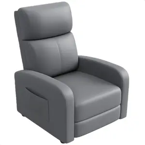 Recliner Chair for Adults, PU Leather Lazy Recliner Ergonomic Adjustable Single Sofa Enhanced with Side Pocket, Tall Back, Wide Arms & Padded Seat, Home Theater Seating for Living Room
