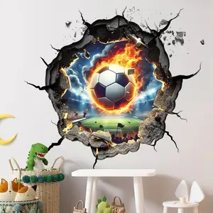 Football Wall Stickers, Stadium Football Wall Decals, Boy Room Decor, Colorful Decorative Boys Bedroom Stickers, 3D Decoration, Five Rolls Per Bag, Wall Art Stickers