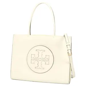 Tory Burch Ella Tote Bag with Adjustable Strap and Synthetic Leather in White