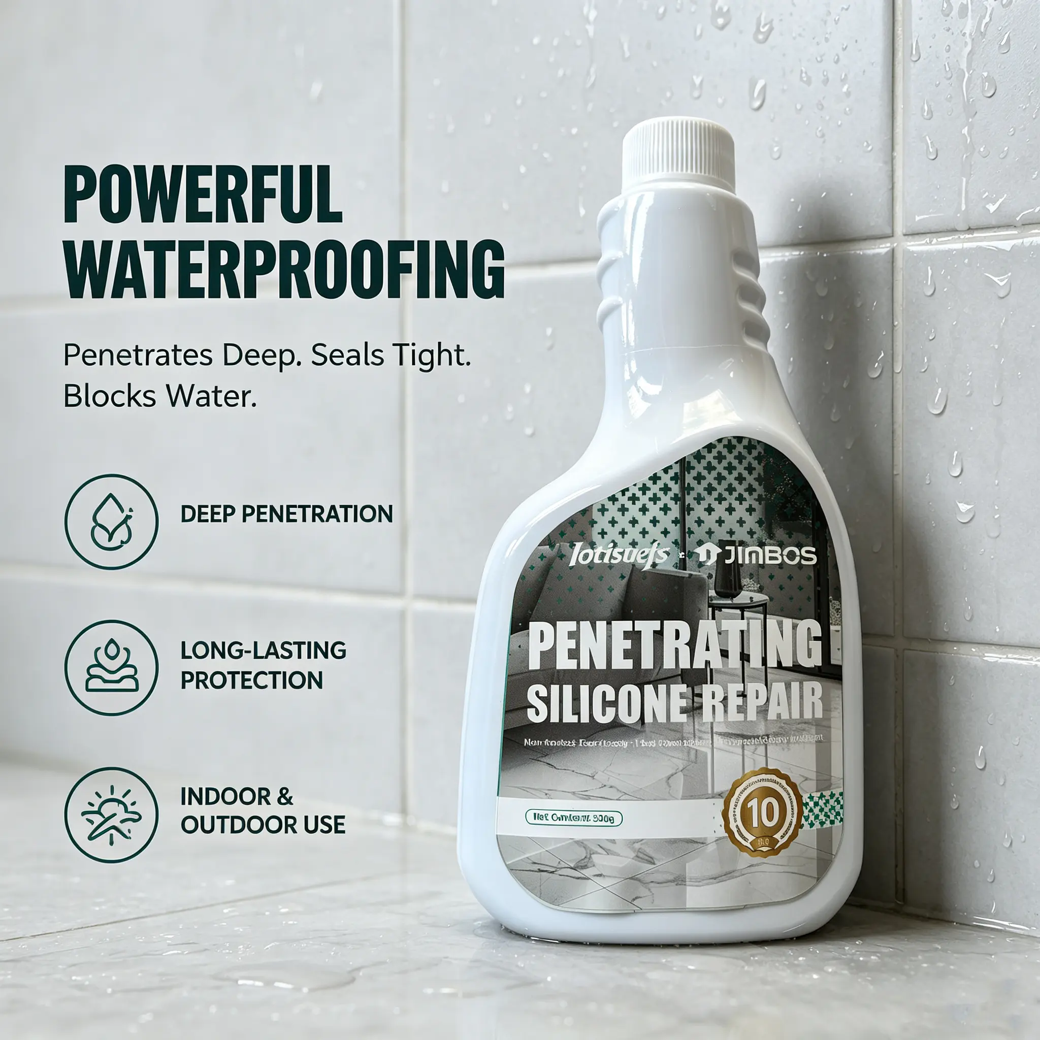 Long-Lasting Waterproof Spray for Concrete, Tile, Walls & Bathrooms – Deep Penetrating Silicone Sealant Blocks Moisture, Stains & Water Damage, Invisible Fast-Dry Protection for Indoor & Outdoor Use，500ml / 16.9 fl oz