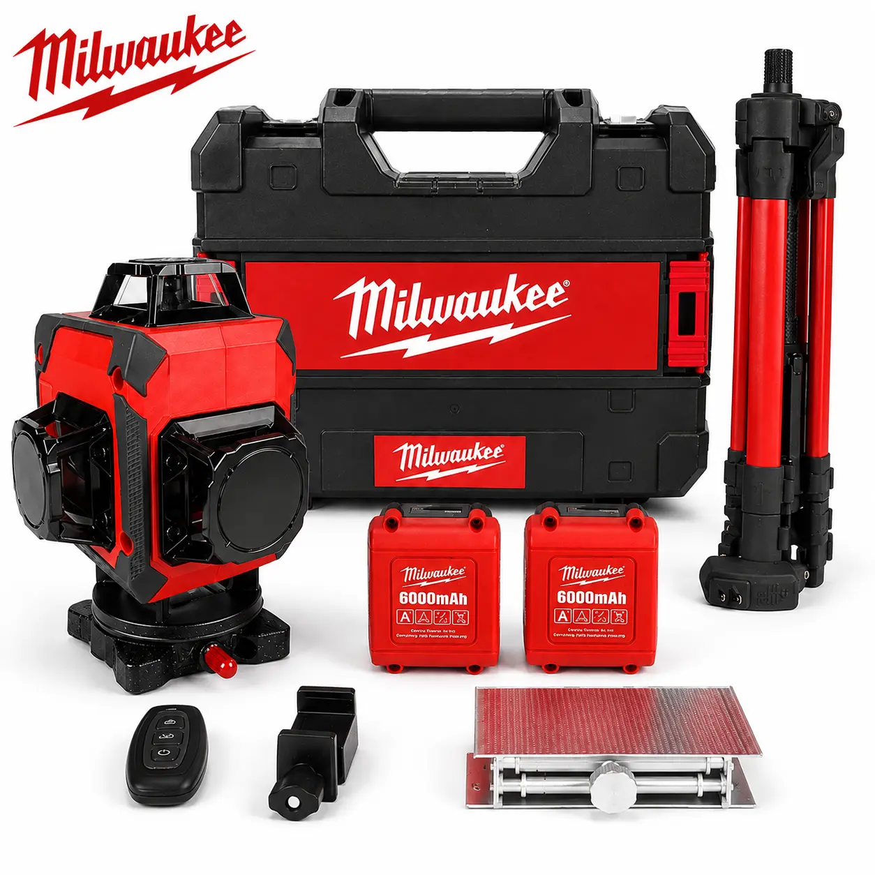 Milwaukee Green Laser Level Kit 3 Plane 360° Self Leveling Tool, Precision Layout Equipment With Magnetic Bracket And Multi Surface Mount For Contractors, Builders, Electricians And DIY Home Improvement Work 360-degree vertical 3-side 12-line