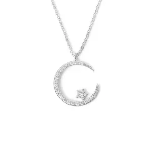 Star and Moon Necklace for Women: Super Sparkly, Delicate Zircon Stone Collarbone Chain. A Unique and Luxurious Gift for Female Students' Birthdays couple necklace