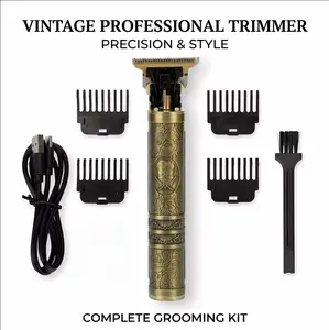 Retro Gold Engraved Professional Hair Clippers—Compact Electric Haircutting Tools for Salons and Home Beauty, Perfect as Christmas, Valentine's Day Gifts, or Men's Presents