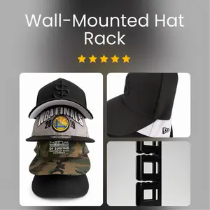 Hat Wall Mount Organizer | 3D Printed Cap Display Rack (3 Pack)