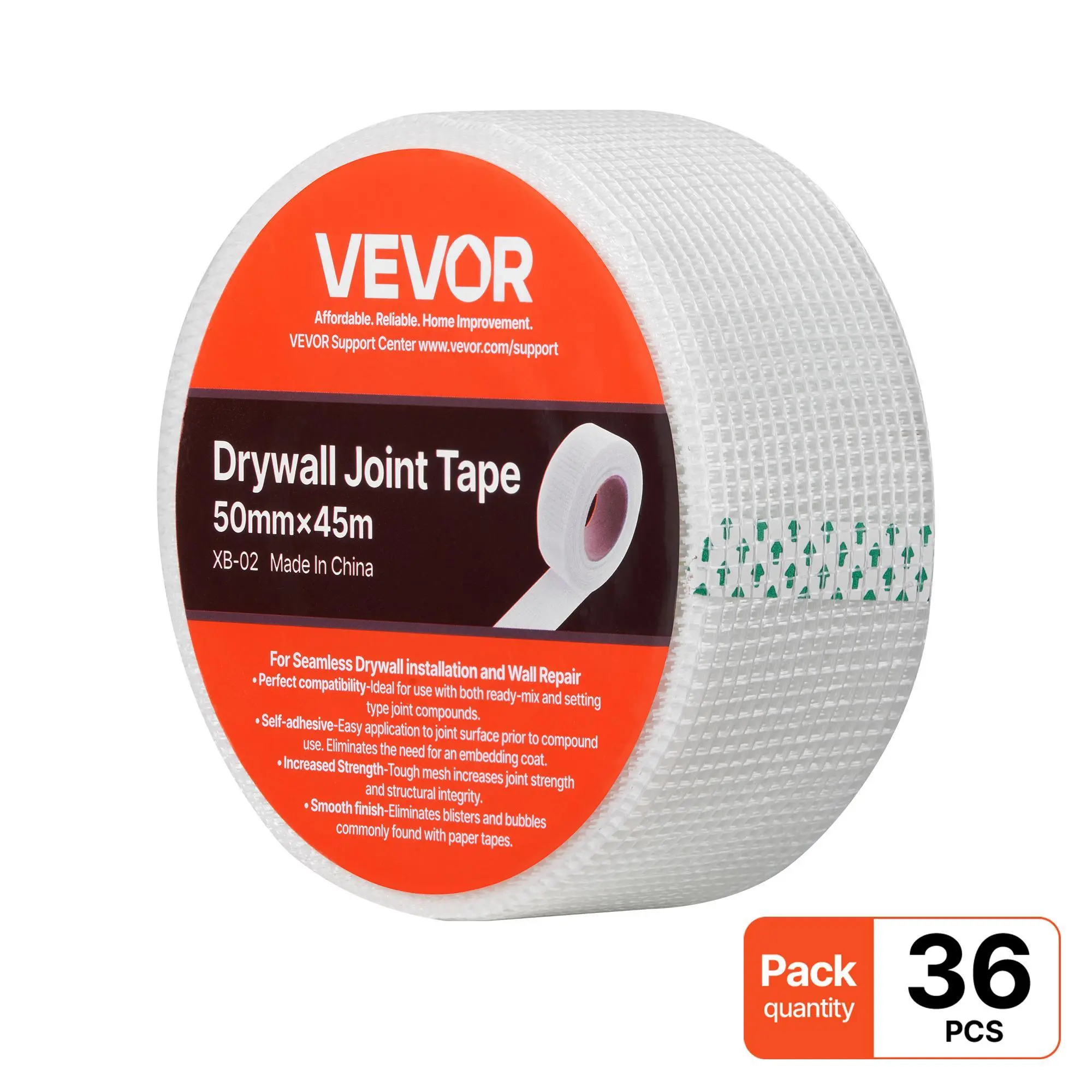 【SummerFinds】VEVOR Self-Adhesive Fiberglass Drywall Mesh Tape (1.97in/50mm W x 147.64ft L, 36 Rolls) - Corrosion-Resistant Drywall Joint Tape for Wall Repair, Ceilings, Exterior Walls, Sheetrock Crack Patching & Smooth Surfaces