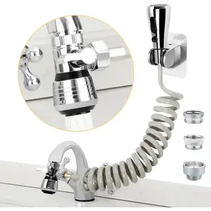 Kitchen Sink Sprayer Hose Attachment for Faucet, Kitchen Faucet  Replacement w/ 79"  Hose and Holder, Pressurized Water Saving Aerator & Diverter Valve, Faucet Sprayer Attachment Set