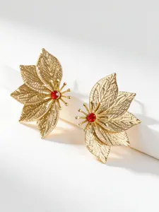 Vintage Leaf Earrings for Women, 3D Veined Texture Ear Studs, Elegant Court Style Jewelry, Perfect for Weddings & Dates, Flower Stud Earrings