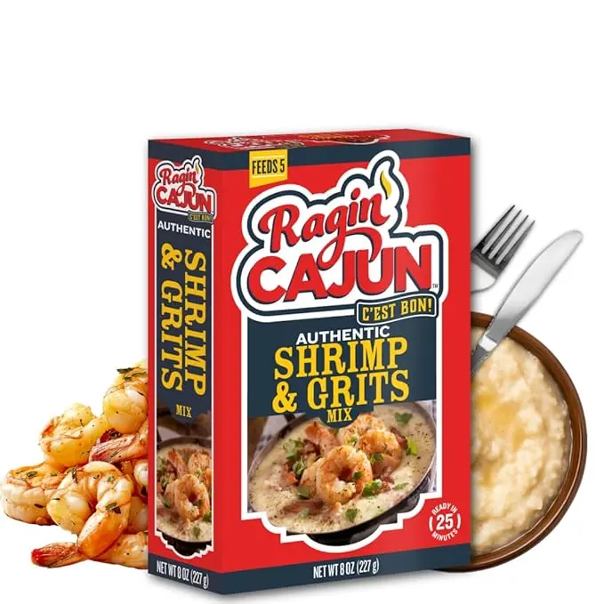 Ragin' Cajun Authentic Shrimp & Grits - 8 oz Box, Gluten-Free, No MSG - Louisiana Creole Meal, Ready in 25 Minutes