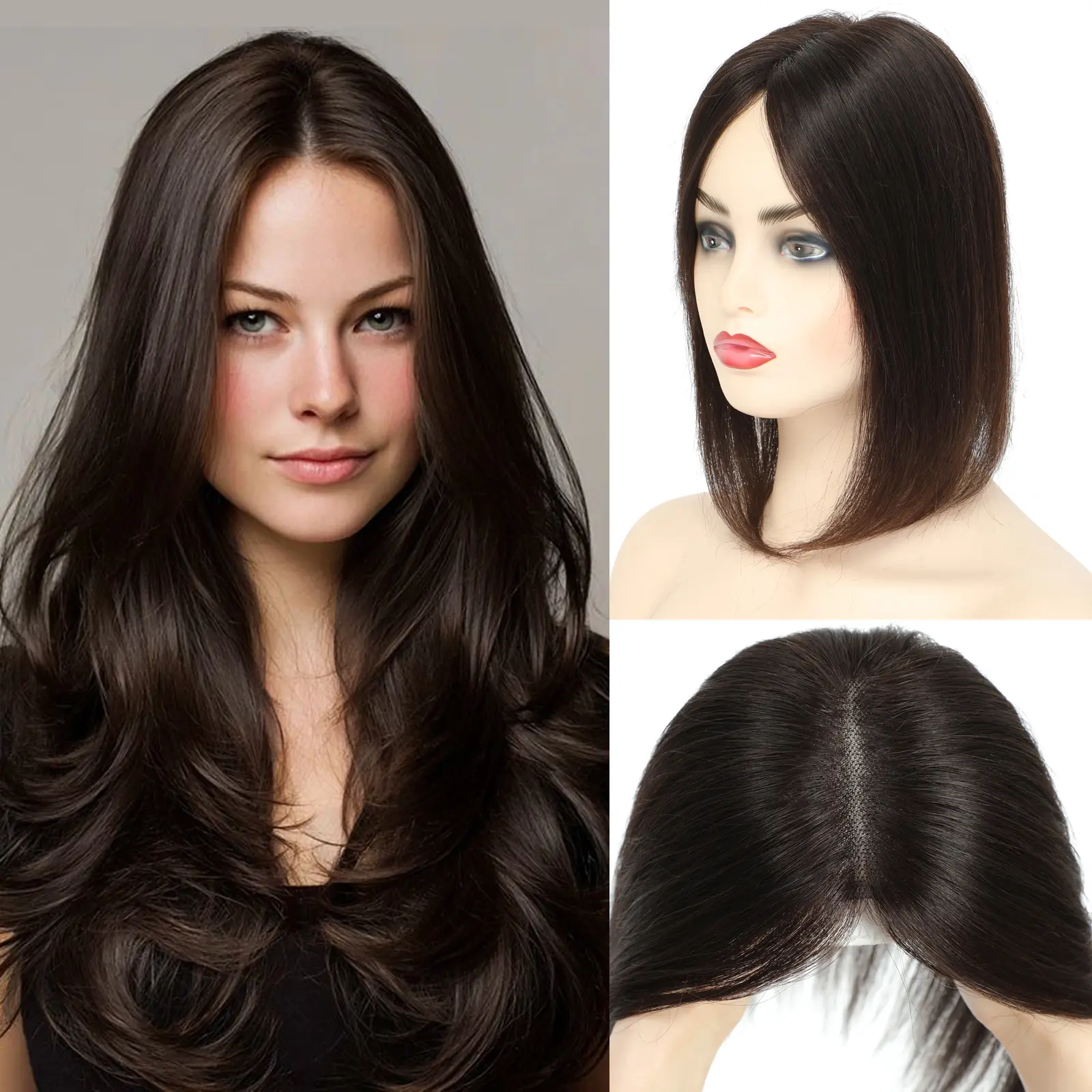 Yami hair 12 Inch Human Hair Toppers 4x4.8 Inch Swiss Base 