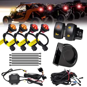UTV Turn Signal Kit with 110D Horn Pre-Wired Plug & Play UTV Universal Street Legal Kit with Rocker Switch Hazard light UTV Blinker Kit Compatible With Polaris RZR Can-Am CFMOTO
