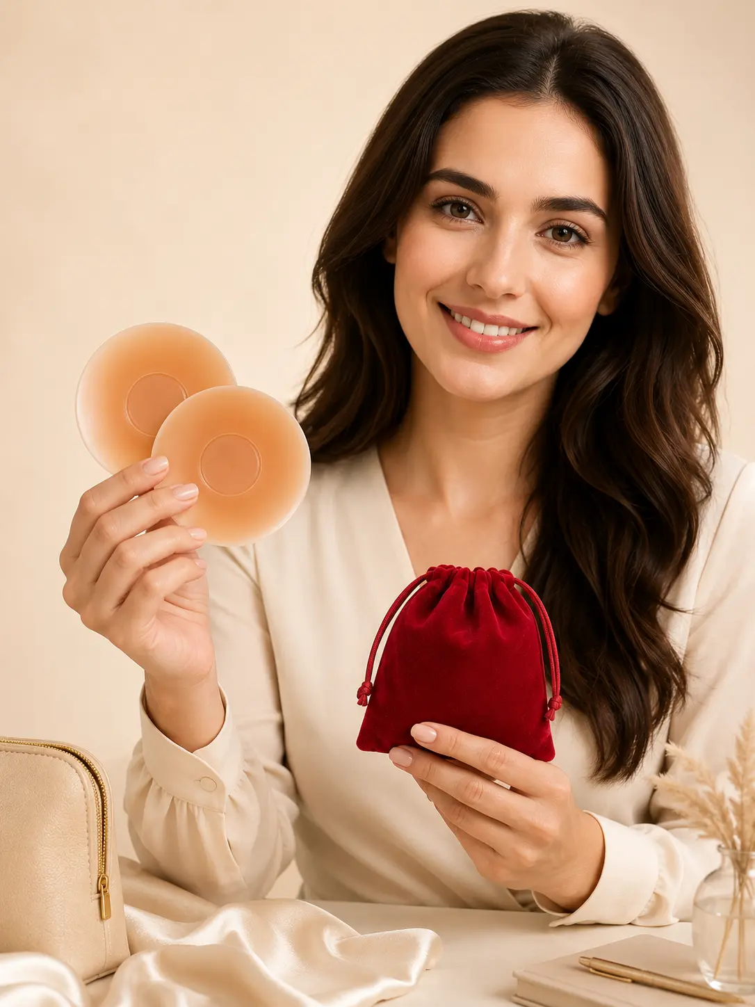 Women's Reusable Silicone Nipple Covers - Invisible, Seamless, Adhesive Pasties for Low Cut Tops, Fit & Comfortable Bra Accessories with Natural Look and Feel