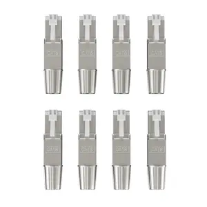 Syston Cat 8 RJ45 Connectors, Ethernet Cable Connectors / Cat8 Ends/Ethernet RJ45 Plugs/Network Connectors, Zinc Alloy Terminals, Silver