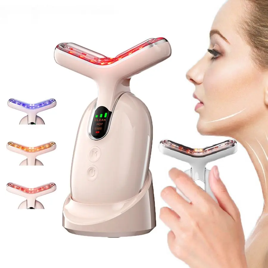 3 Color Rechargeable Facial Massager, 3 Massage Modes Face and Neck Massager, Facial Skin Care Tool, Facial Care Instrument for Women & Girls