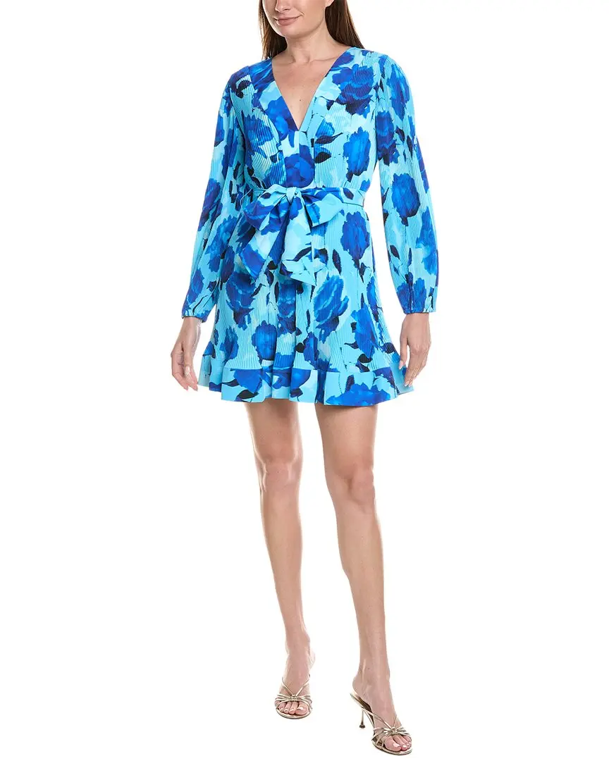 Milly Liv Blurred Blossom Pleated Mini Dress