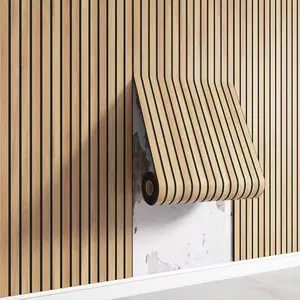 23.62"×110.24" 2.5mm Thick Waterproof Self Adhesive Wood Slat Wallpaper Vertical Striped Peel and Stick Wall Sticker for Living Room Bedroom Home Decoration