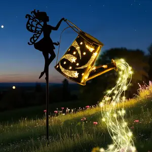 Solar Fairy Watering Can With Cascading Lights, Solar Christmas Lights Outdoor, Water Can Solar Lights Garden Decorative, Waterfall Lights Outdoor, Hanging Solar Lantern, Solar Yard Decor, Metal Solar Powered Kettle, Suitable for Holiday Decor