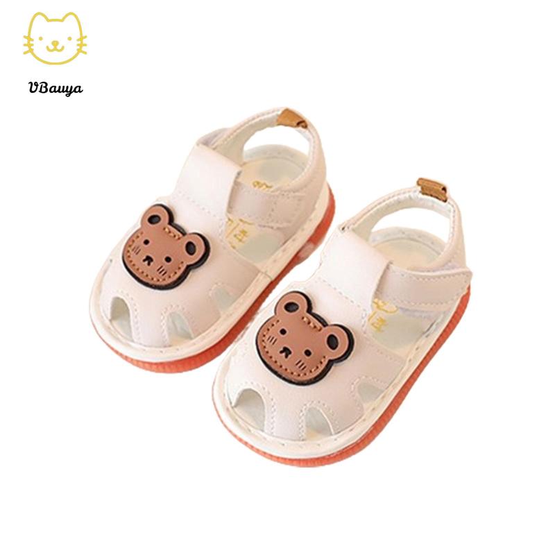 Baby Boys Girls Summer Sandals Cue Bear Pattern Squeaky Squeaky Shoes Non-Slip Newborn First Walking Shoes Toddler Clogs