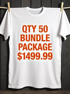 A Humorous And Cheerful Black Casual T-Shirt Featuring a Bundle Package of 50 Printed on It, with an Orange to White Gradient Text Made from Comfortable 220G, This Stylish Design Is Perfect for Casual Street Fashion And Makes a Great Gift