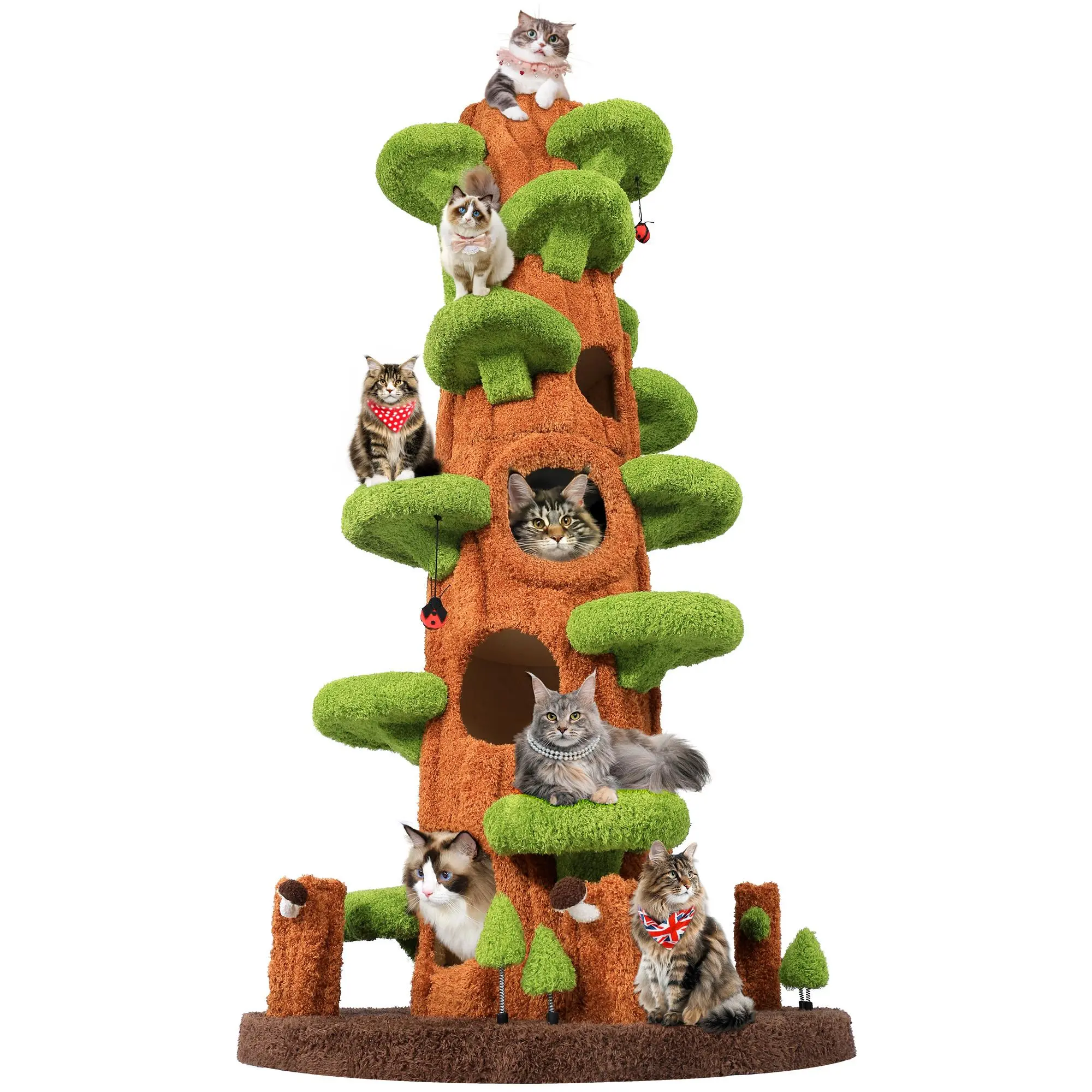 Cat Tree Tower with Tree Hole Design for Large Cats – Modern Multi-Level Cat Condo with Scratching Posts & Padded Platforms – Indoor Cat Furniture for Multi-Cat Homes – Comes in 3 Packages,Summervibes