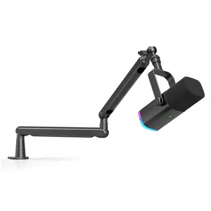 FIFINE AM8 Gaming Microphone and Low Profile Arm Stand Bundle, XLR/USB Dynamic Mic with Mute Button, RGB Lighting, Desktop Stand, Adjustable Boom Arm Kit with Screw Adapter for YouTube Twitch Streaming Studio Audio Smartphone