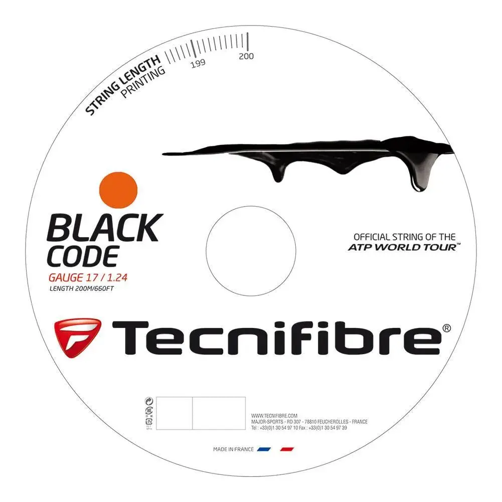 Blackcode Co-Polyester Tennis String Reel, Pentagonal Profile for Enhanced Spin and Durability, 660 ft Length, 16G/17G Gauge, Fire Orange