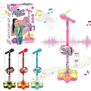 New Karaoke Machine with Stand, Kids Singing Toy, Music and Flashing Stage Lights, Adjustable Stand, Gift for Ages 3+, Christmas Present