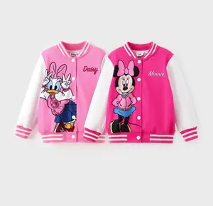 Disney Minnie Mickey Stitch Princess Frozen Elsa Marvel Jacket Lightweight Coat Button-Up Color Block Sweatshirt for Kids 2-14 Years