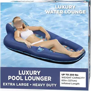Luxury Water Lounge, Oversized, Inflatable Swimming Pool Floating Bed with Headrest, Backrest and Footstool, Palm Beach Flamingo