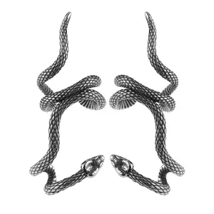 HZMAN Snake Ear Cuff Earrings for Men Women Stainless Steel No Piercing Clip On Cartilage Gothic Punk Snake Animal Earring