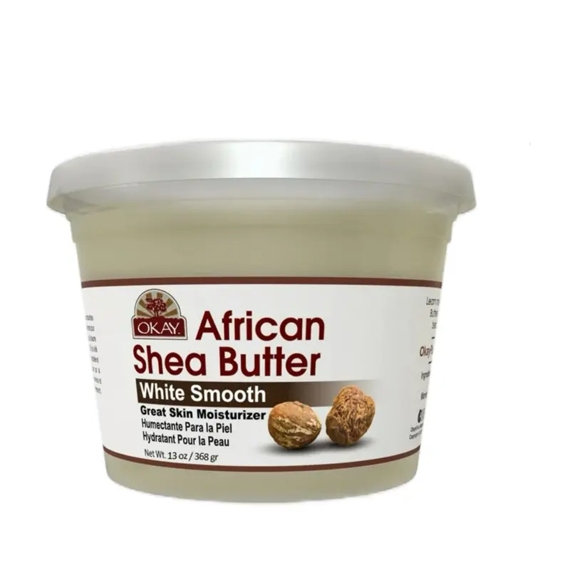 Okay Pure Naturals African Shea Butter - White Hydrating Moisturizing Alcohol-Free Body Moisturizer & Hair-Moisturizing Hair Conditioner for Adults, Haircare, Anti-Ageing Support, 13 oz