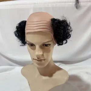 Trendy Men's Bald Curly Black Wig for Stylish Outfits, Events, and Festive Costumes