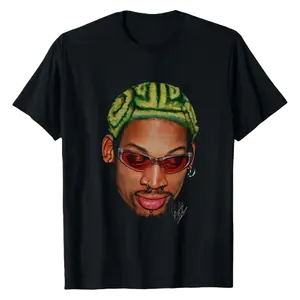Dennnis Rod_man Zig Zag Green Hair Design Cotton T-Shirt One Side, Comfort Cotton, Casual Style, Short Sleeve Top