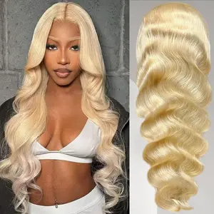 BLING HAIR 613 Blonde Body Wave HD Transparent 13x6 Lace Front Human Hair Wigs for Women Drawstring Brazilian Lace Frontal PrePlucked Wig
