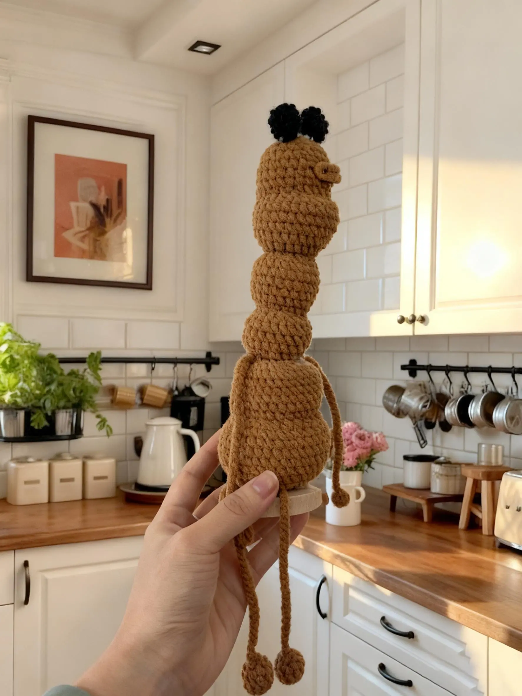 Handmade Marcus the Worm Plush: Finished Posable Crochet Amigurumi Plushie Gift for Mother's day Day