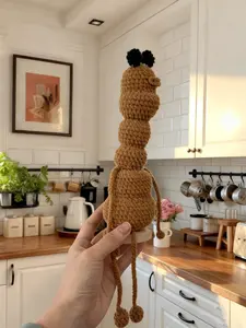 Handmade Marcus the Worm Plush: Finished Posable Crochet Amigurumi Plushie Gift for Mother's day Day