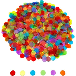 1000 Pieces 3/4 inch Transparent 6 Color Bingo Counting Chips with Bag - for Large Group Games, Game Night & Educational Activities
